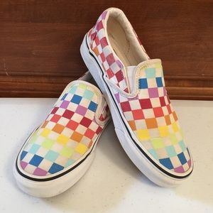 ▫️Vans Checkerboard Slip-On | Rainbow/White Size 5